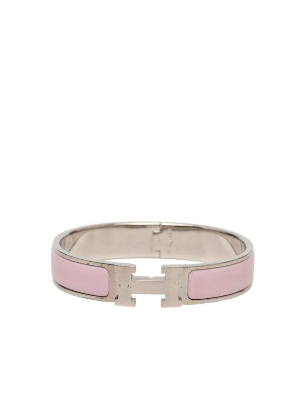 Hermes Click PM Bracelet Silver Pink Metal Enamel
